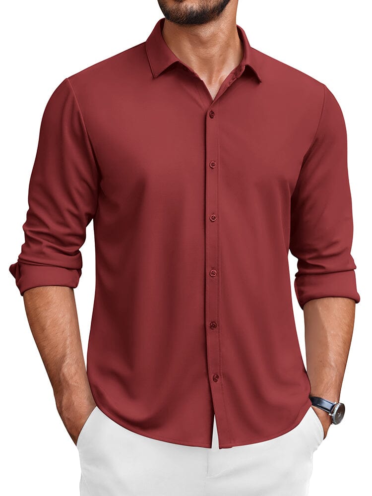 Classic Wrinkle-Free Dress Shirt (US Only) Shirts coofandy Wine Red S 