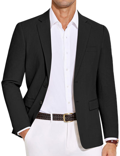 Casual Cotton Blend Blazer (US Only) Blazer coofandy Black S 