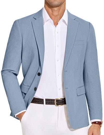 Casual Cotton Blend Blazer (US Only) Blazer coofandy Clear Blue S 