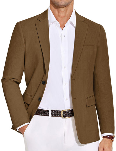 Casual Cotton Blend Blazer (US Only) Blazer coofandy Brown S 