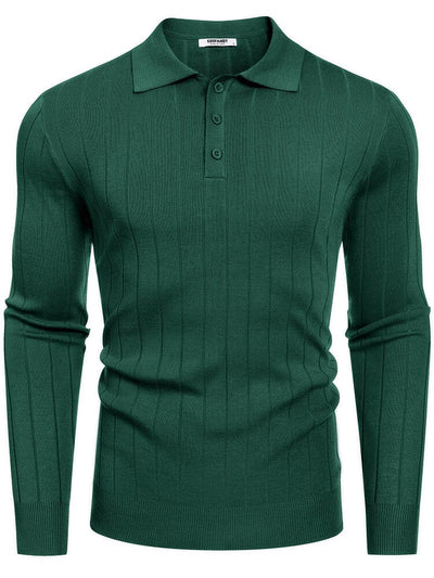 Casual Knit Polo Sweater (US Only) Sweater coofandy Dark Green S 