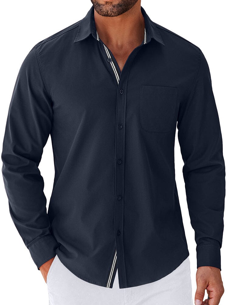 Elegant Untucked Dress Shirt (US Only) Shirts coofandy Navy Blue S 