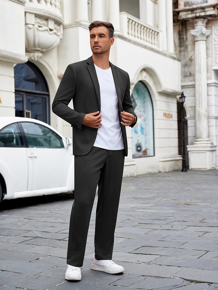 Veste De Costume Homme Décontractée COOFADNY - Coupe Droite, 2 Boutons, Poches à Rabat, Idéale Bureau Ou Sortie (couleur Kaki, Taille L)