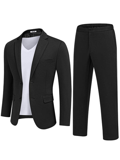 Casual 2-Piece Blazer Set (US Only) Suit Set coofandy Black S 