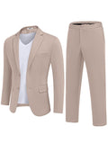 Casual 2-Piece Blazer Set (US Only) Suit Set coofandy Khaki S 