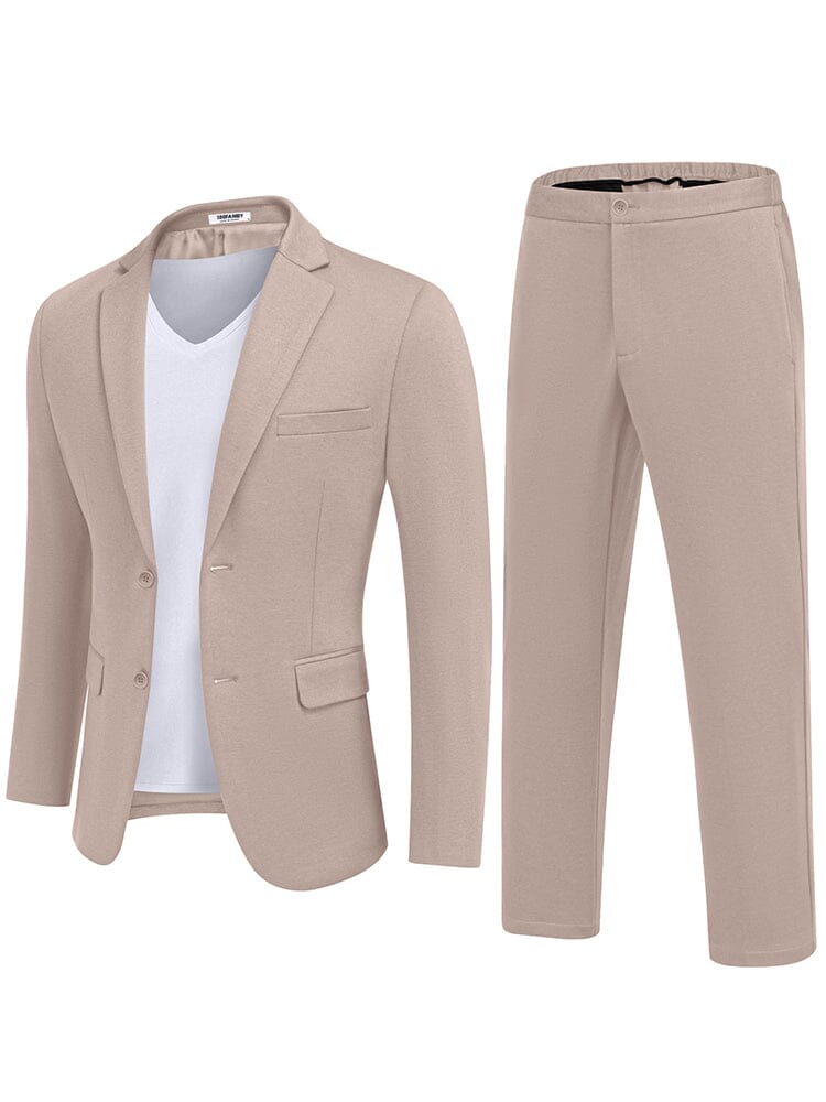 Casual 2-Piece Blazer Set (US Only) Suit Set coofandy Khaki S 