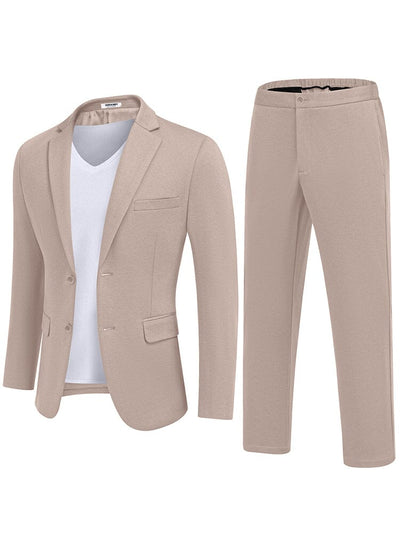 Casual 2-Piece Blazer Set (US Only) Suit Set coofandy Khaki S 