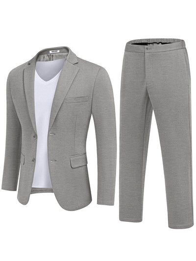 Casual 2-Piece Blazer Set (US Only) Suit Set coofandy Light Grey S 