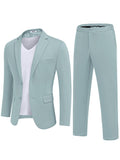 Casual 2-Piece Blazer Set (US Only) Suit Set coofandy Light Blue S 