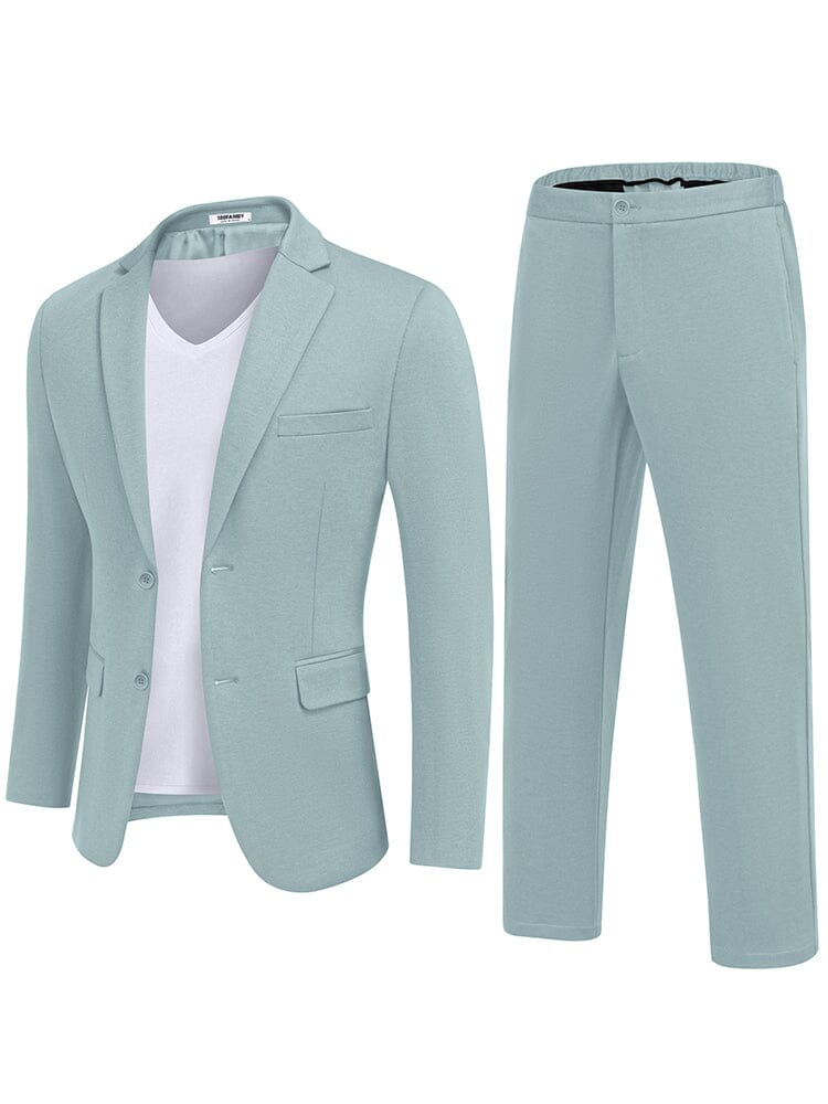 Casual 2-Piece Blazer Set (US Only) Suit Set coofandy Light Blue S 