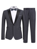 Modern Slim Fit 2 Piece Suit (US Only) Suit Set coofandy Dark Grey S 