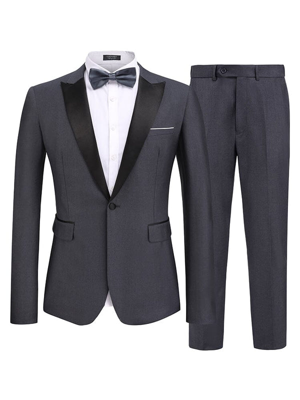 Modern Slim Fit 2 Piece Suit (US Only) Suit Set coofandy Dark Grey S 