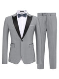 Modern Slim Fit 2 Piece Suit (US Only) Suit Set coofandy Light Grey S 