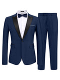 Modern Slim Fit 2 Piece Suit (US Only) Suit Set coofandy Navy Blue S 