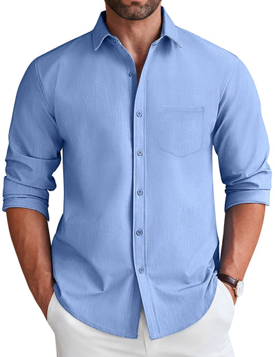 Casual Faux Denim Shirt (US Only) Shirts coofandy Clear Blue S 