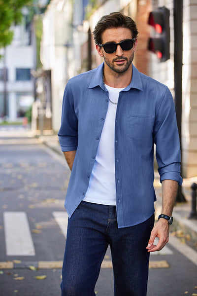 Casual Faux Denim Shirt (US Only) Shirts coofandy 