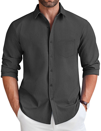 Casual Faux Denim Shirt (US Only) Shirts coofandy Dark Grey S 