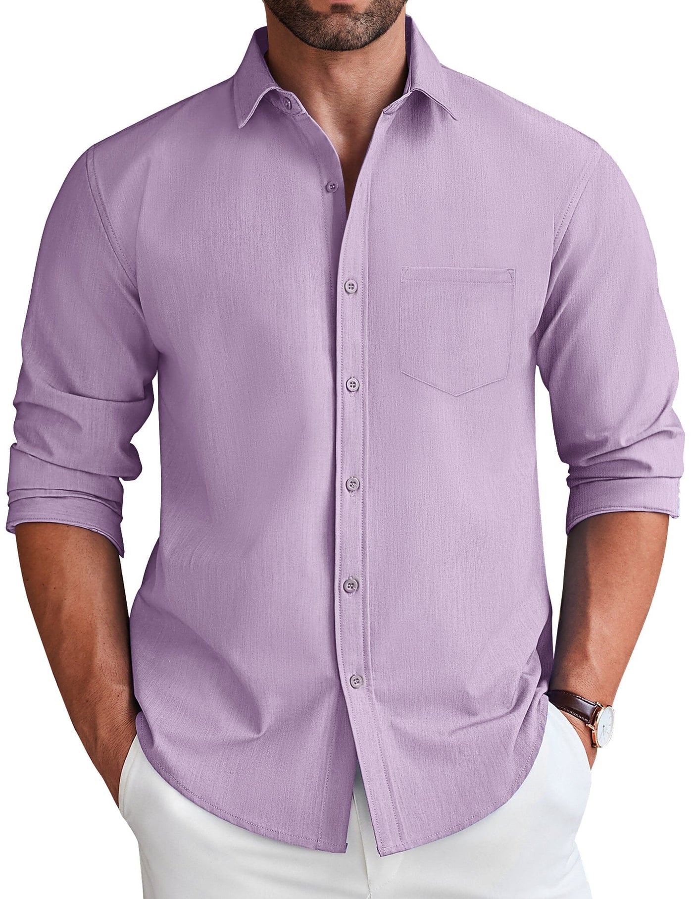 Casual Faux Denim Shirt (US Only) Shirts coofandy Purple S 