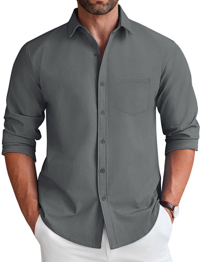 Casual Faux Denim Shirt (US Only) Shirts coofandy Grey S 