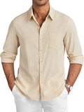 Casual Linen Textured Shirt (US Only) Shirts coofandy Khaki S 