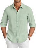 Casual Linen Textured Shirt (US Only) Shirts coofandy Light Green S 