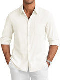 Casual Linen Textured Shirt (US Only) Shirts coofandy White S 