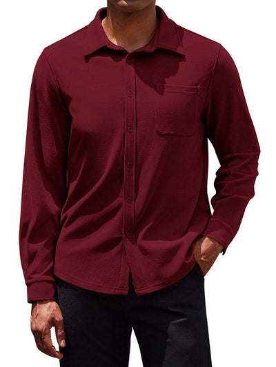 Casual Warm Flannel Shirt (US Only) Shirts coofandy Wine Red S 