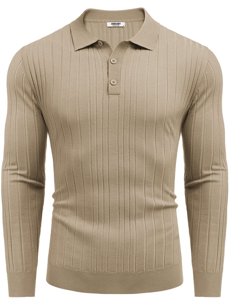 Versatile Ribbed Knit Polo Shirts (US Only) Sweater coofandy 