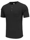 Simple Stretch Ribbed Henley Shirt (US Only) Shirts coofandy Black S 