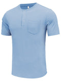 Simple Stretch Ribbed Henley Shirt (US Only) Shirts coofandy Light Blue S 