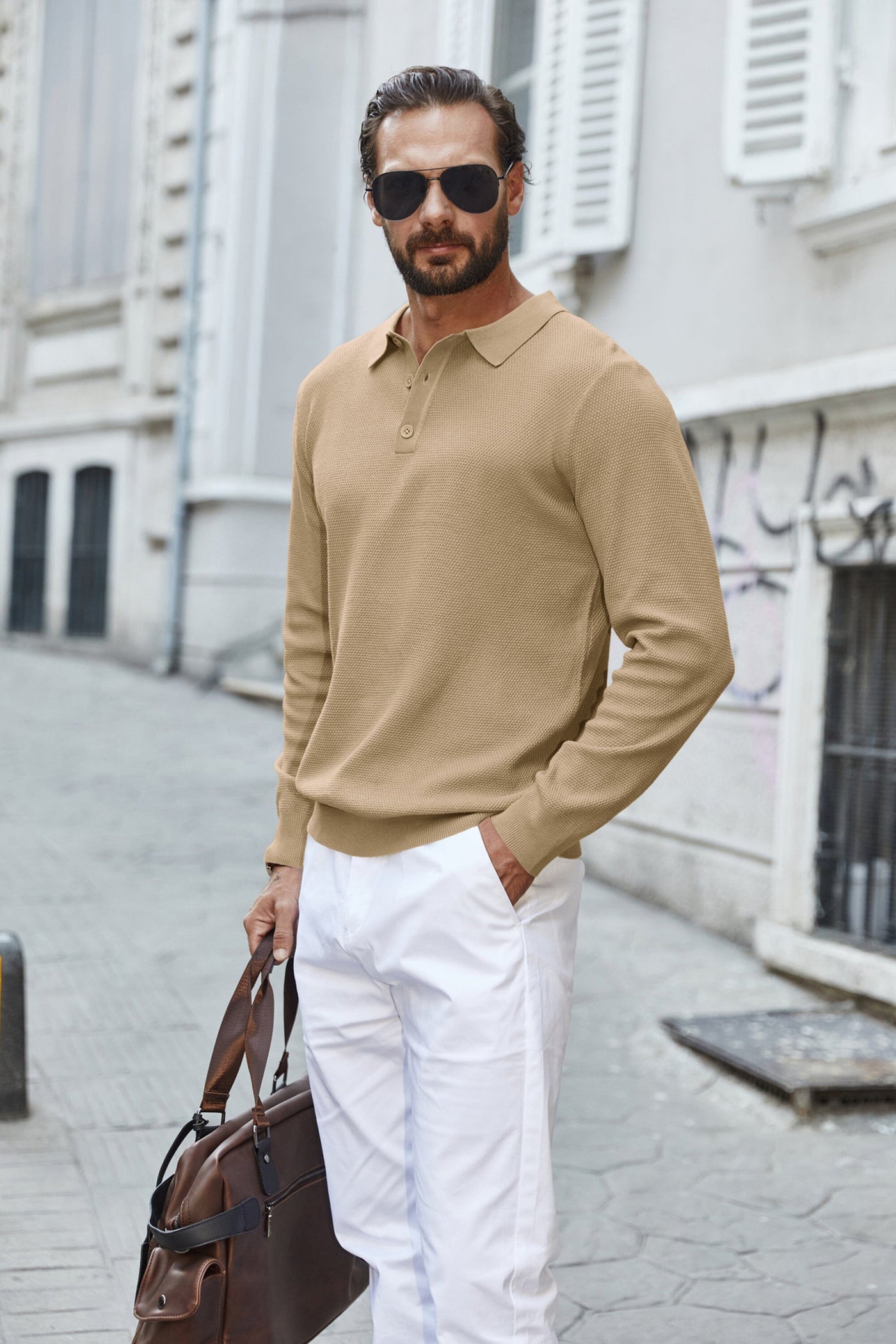 Casual Stretch Polo Sweater Shirt (US Only) Sweater coofandy 