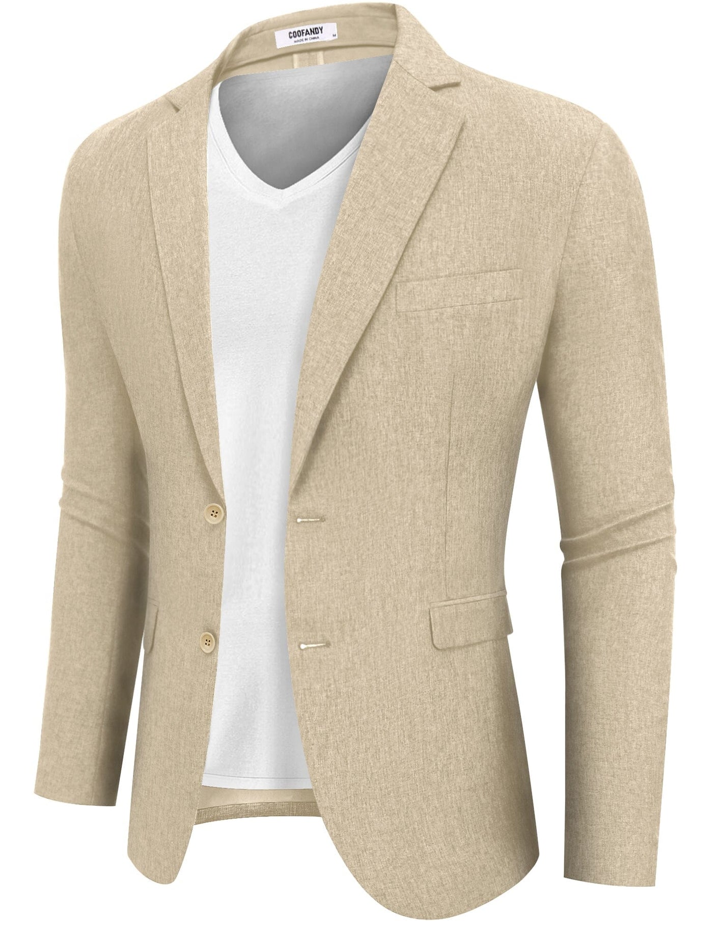 Casual Lightweight Suit Jacket (US Only) Suit Set coofandy Khaki S 