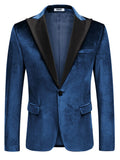 Velvet Tuxedo One Button Blazer (US Only) Blazer coofandy Dark Blue S 