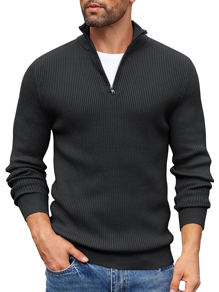 Timeless Stand Collar Knit Sweater (US Only) Sweater coofandy Black S 