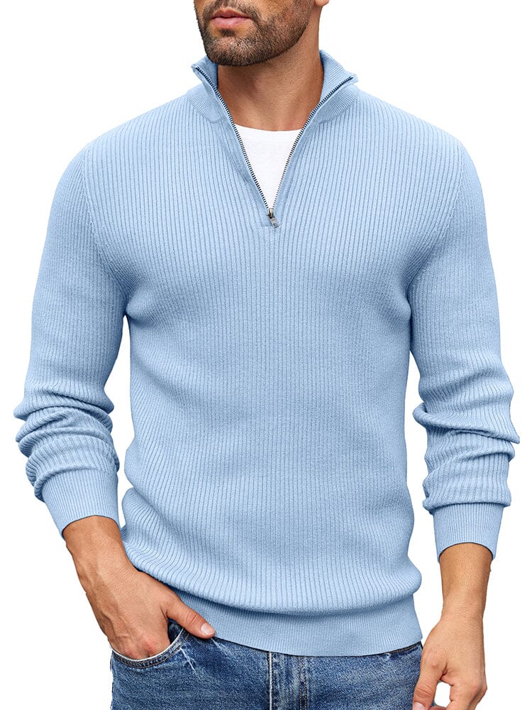 Timeless Stand Collar Knit Sweater (US Only) Sweater coofandy Clear Blue S 