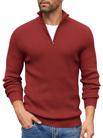 Timeless Stand Collar Knit Sweater (US Only) Sweater coofandy Red S 