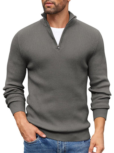 Timeless Stand Collar Knit Sweater (US Only) Sweater coofandy Dark Grey S 