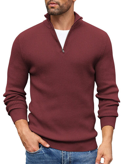 Timeless Stand Collar Knit Sweater (US Only) Sweater coofandy Wine Red S 