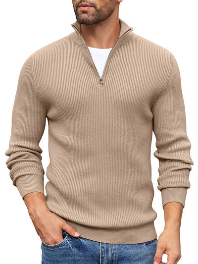 Timeless Stand Collar Knit Sweater (US Only) Sweater coofandy Khaki S 