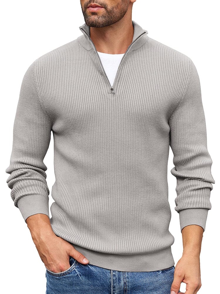 Timeless Stand Collar Knit Sweater (US Only) Sweater coofandy Light Grey S 