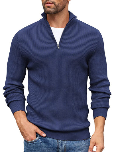 Timeless Stand Collar Knit Sweater (US Only) Sweater coofandy Navy Blue S 