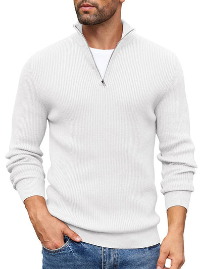 Timeless Stand Collar Knit Sweater (US Only) Sweater coofandy White S 