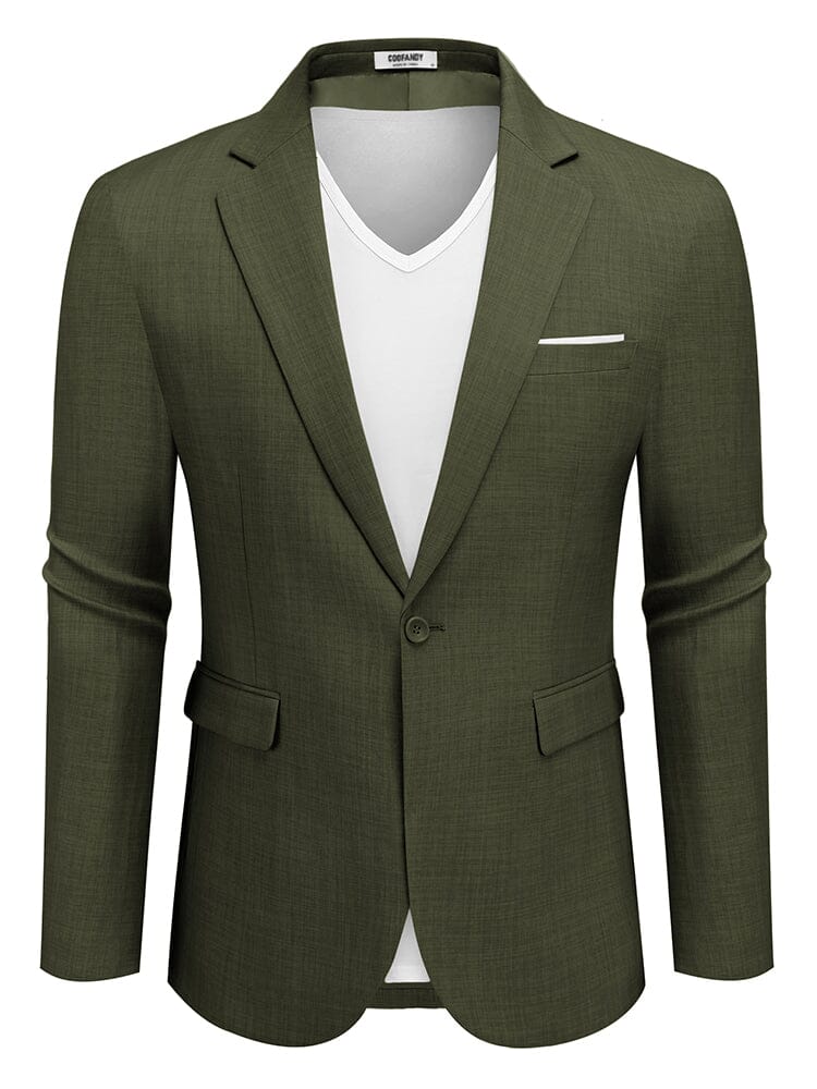 Casual One Button Suit Jackets (US Only) Blazer coofandy Army Green S 