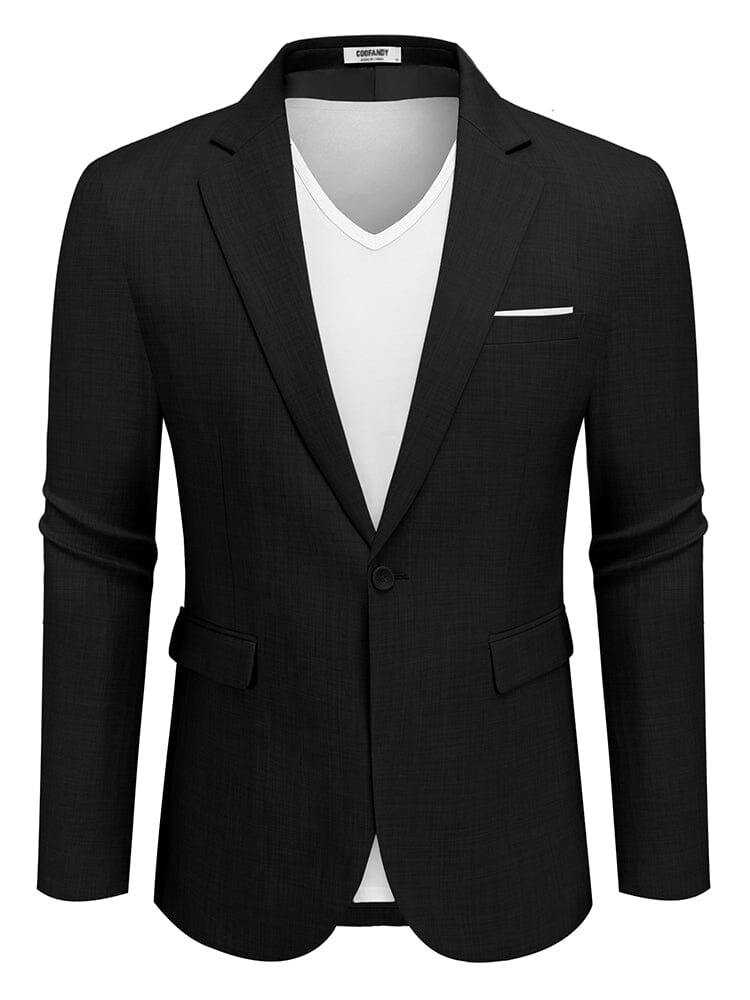 Casual One Button Suit Jackets (US Only) Blazer coofandy Black S 