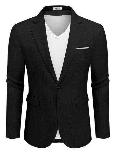 Casual One Button Suit Jackets (US Only) Blazer coofandy Black S 