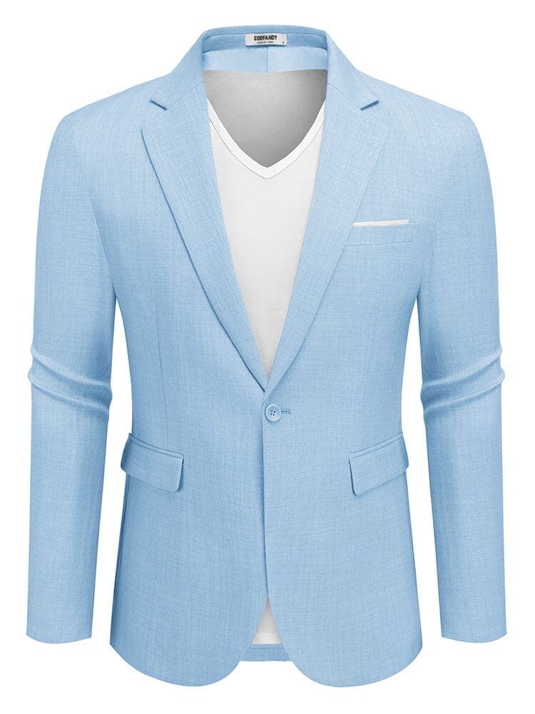 Casual One Button Suit Jackets (US Only) Blazer coofandy Clear Blue S 