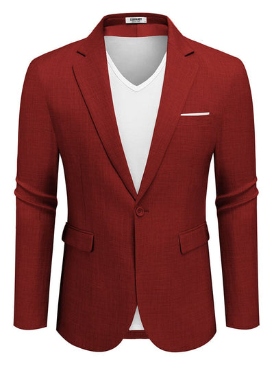 Casual One Button Suit Jackets (US Only) Blazer coofandy Red S 