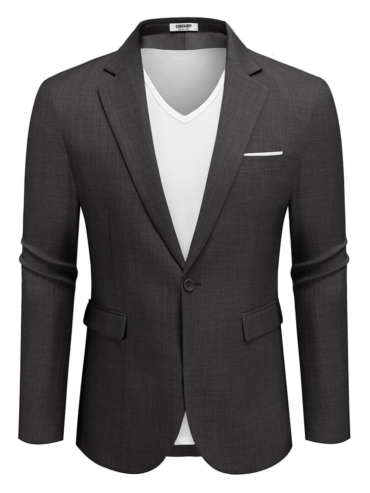 Casual One Button Suit Jackets (US Only) Blazer coofandy Dark Grey S 