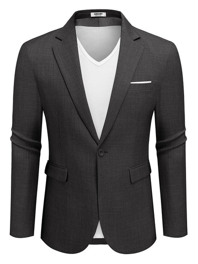 Casual One Button Suit Jackets (US Only) Blazer coofandy Dark Grey S 