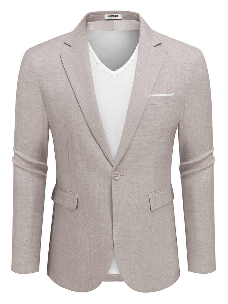 Casual One Button Suit Jackets (US Only) Blazer coofandy Light Grey S 